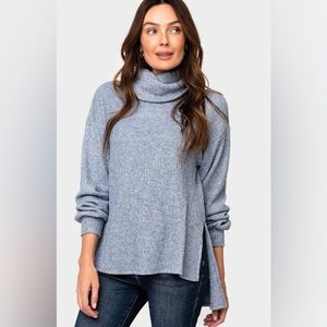 BNWT Gibson Look "Cowl Neck Blouson Sleeve Soft Luxe Sweater" in Chambray Size S